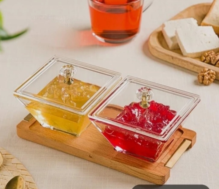 اردوخوری ۲ عددی مربع پایه چوب دربدار