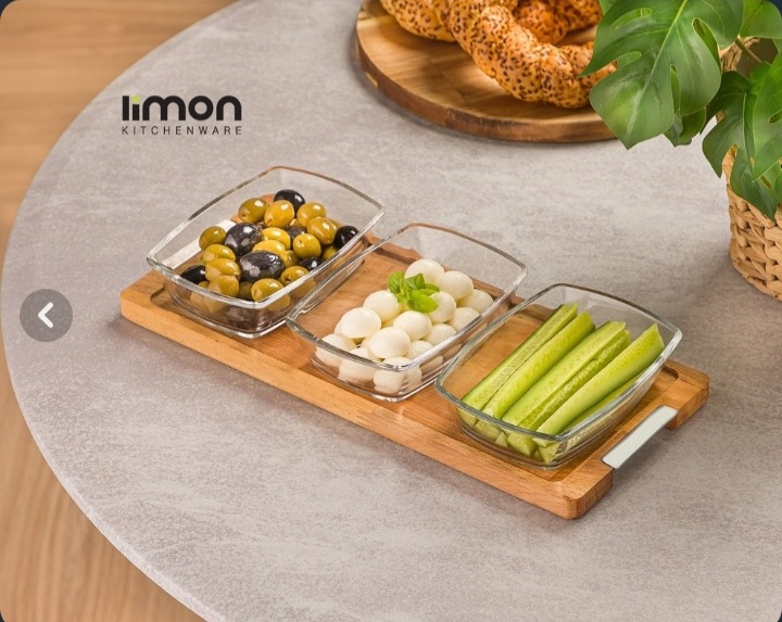 اردوخوری بزرگ ۳ عددی پایه چوب لیمون