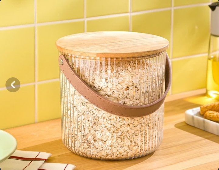 سطل شیاردار ۳ لیتر درب چوبی لیمون