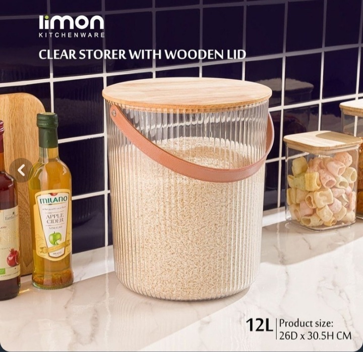 سطل برنج ۱۲ لیتر شیاردار درب چوبی لیمون