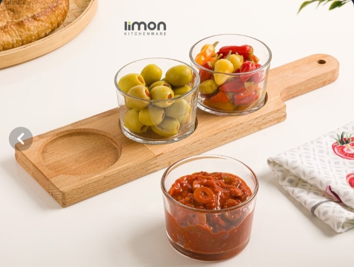 اردوخوری ۳ عددی پایه چوبی گرد لیمون